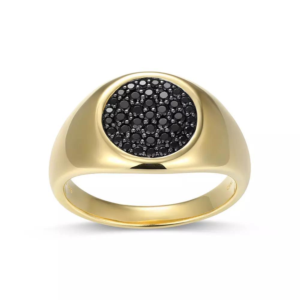 18k Gold Over Silver Black Spinel Ring, Men's, Size: 11, Gold Tone Product Image