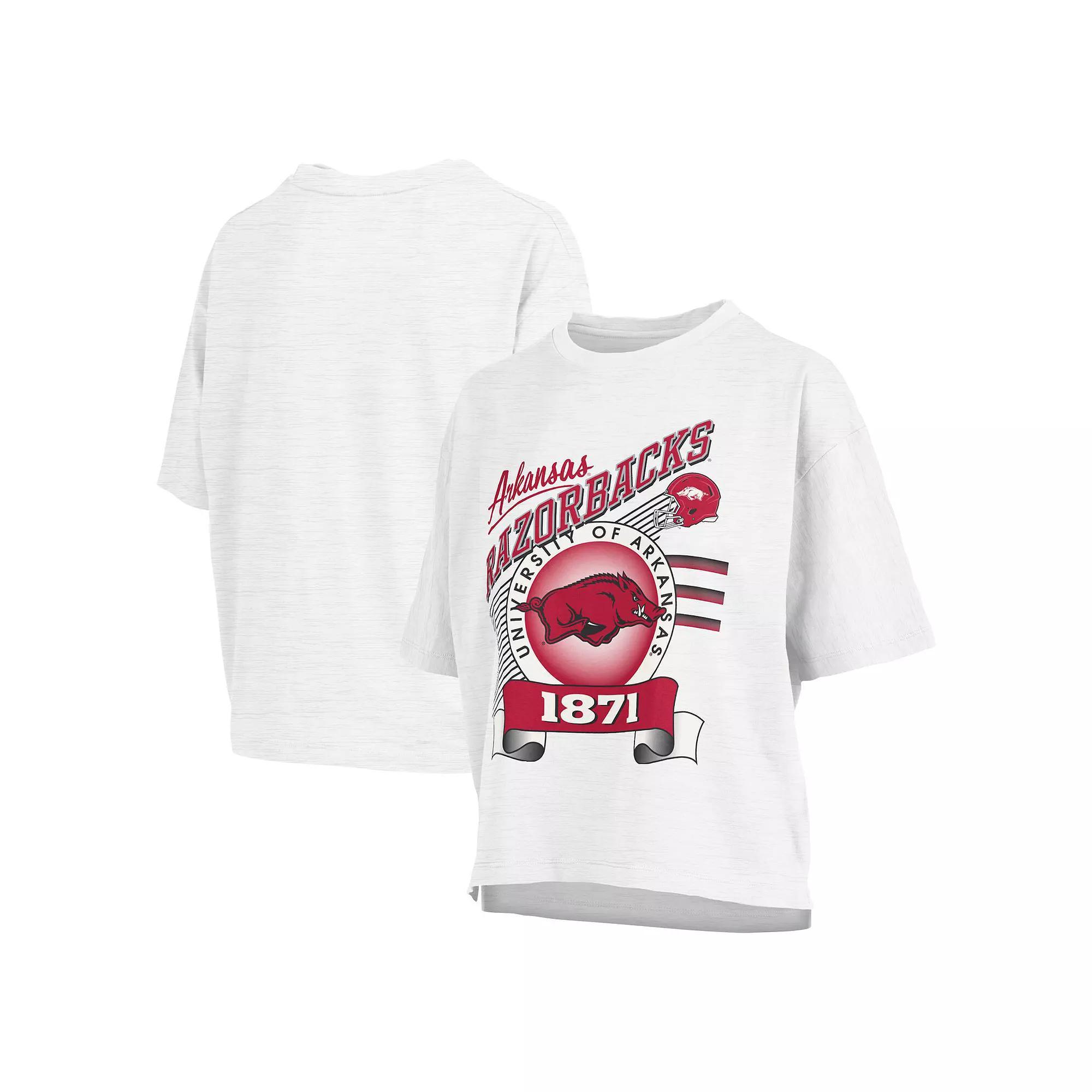 Women's Pressbox White Arkansas Razorbacks Rock & Roll Slub��T-Shirt, Size: Large Product Image