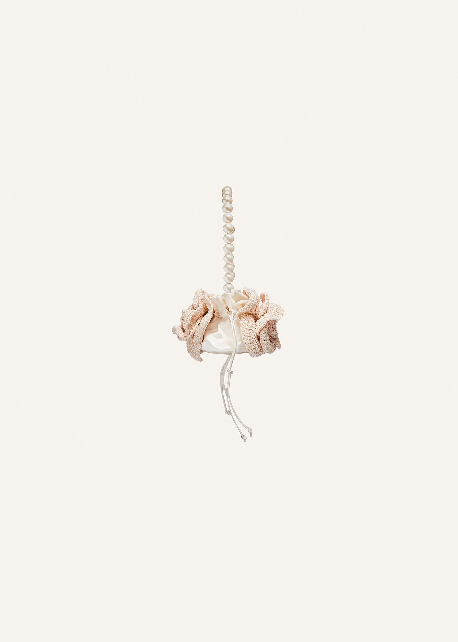 Small pearl Magda bag in cream crochet Product Image