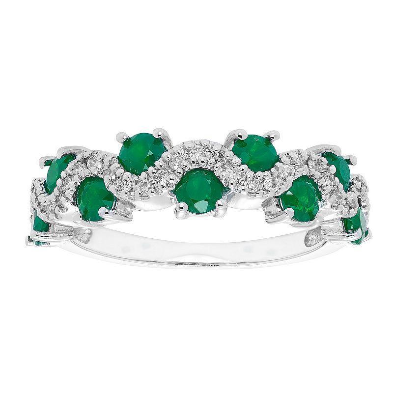 The Regal Collection 14k Gold 1/6 Carat T.W. Diamond & Emerald Ring, Women's, Size: 8 Product Image