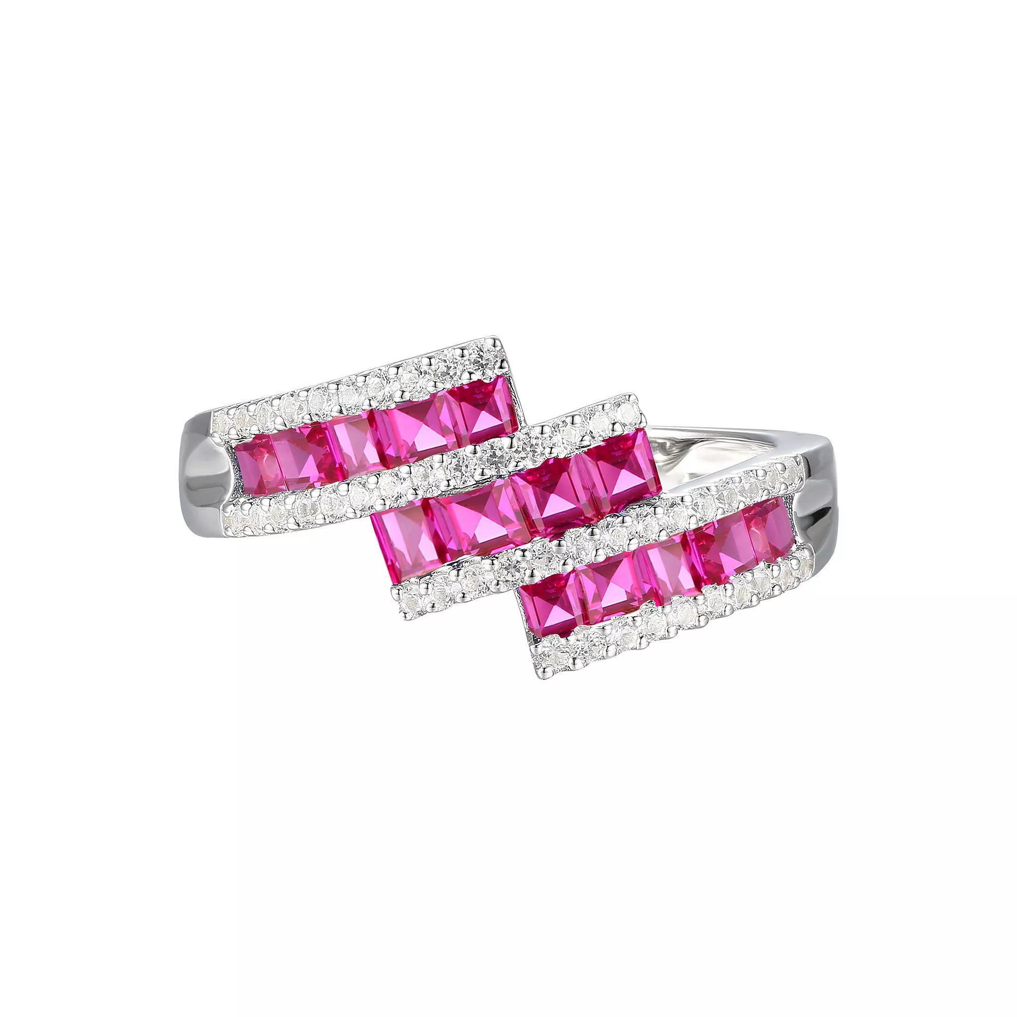 Sterling Silver Lab-Created Ruby & Lab-Created White Sapphire Ring, Women's, Size: 6 Product Image