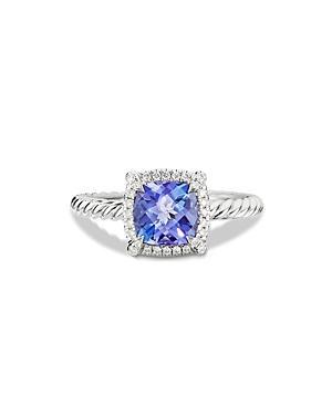 David Yurman 18K White Gold Petite Chatelaine Tanzanite & Diamond Ring Product Image