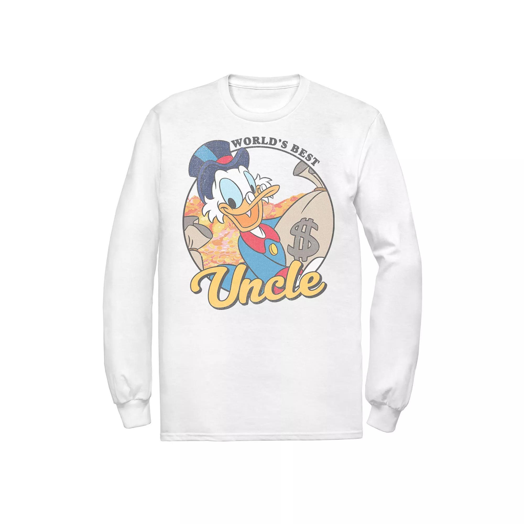 Men's DuckTales Scrooge McDuck World's Best Uncle Long Sleeve Sweatshirt, Size: Small, White Product Image