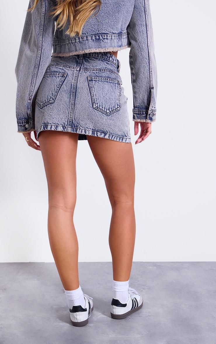 Acid Wash Pocket Detail Denim Mini Skirt Product Image