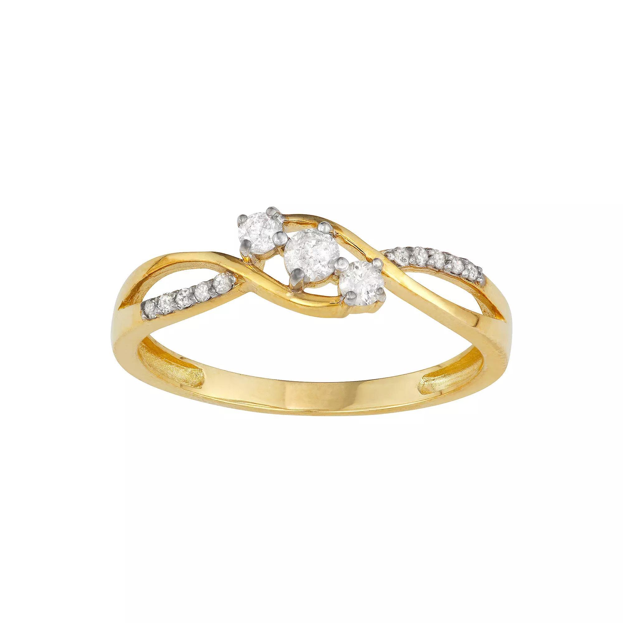 Tiara 10k Gold 1/5 Carat TW Diamond Twist Ring, Women's, Size: 6 Product Image