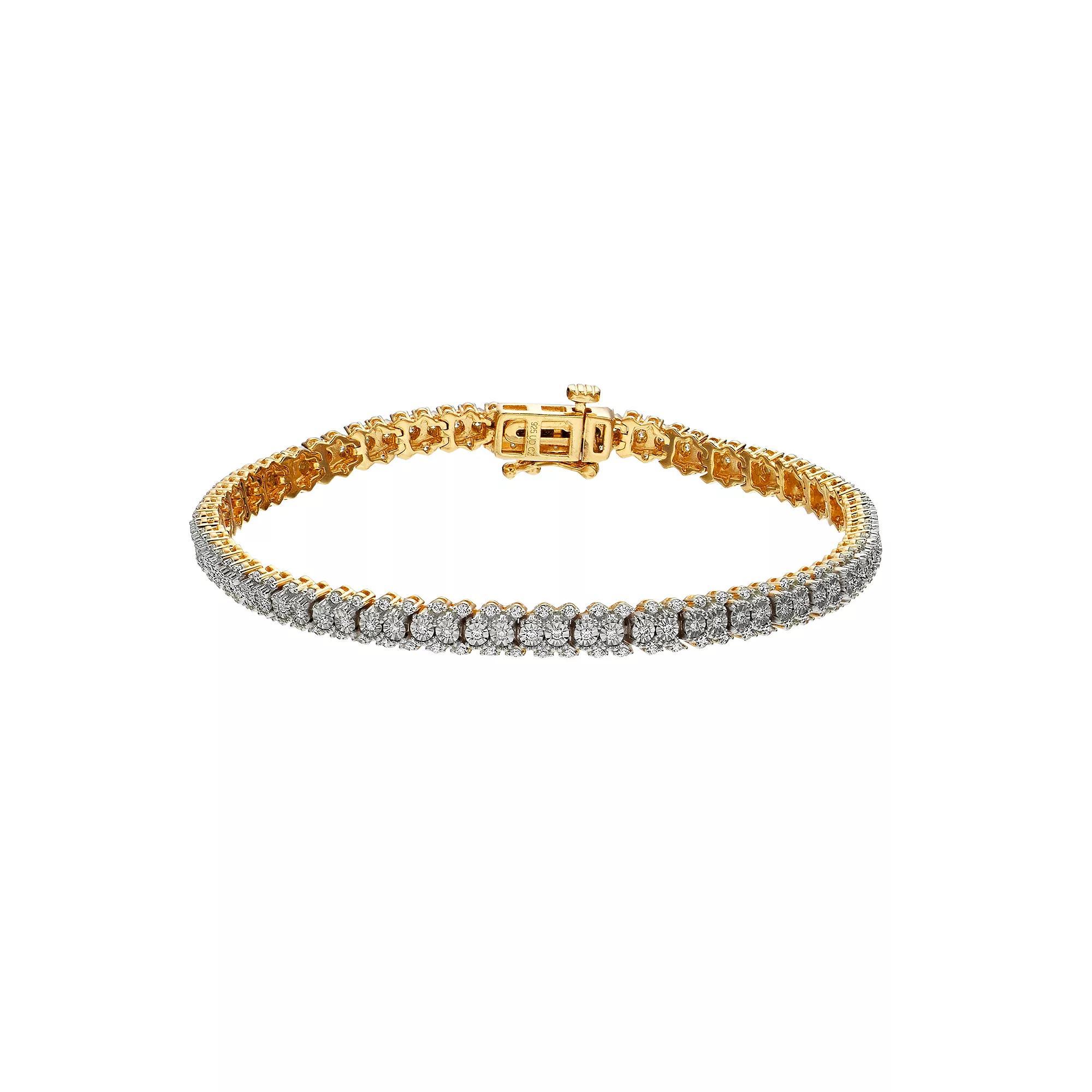 Sterling Silver 1 Carat T.W. Diamond Fashion Bracelet, Women's, Size: 7", Gold Tone Product Image