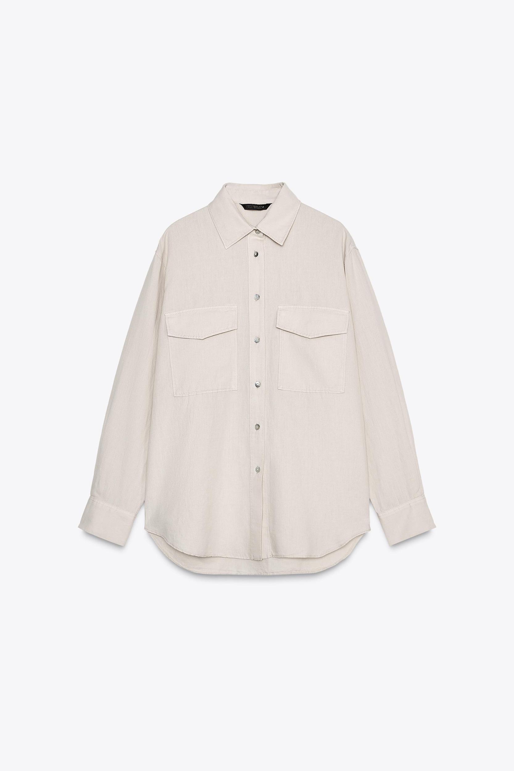 LINEN BLEND POCKET SHIRT ZW COLLECTION Product Image
