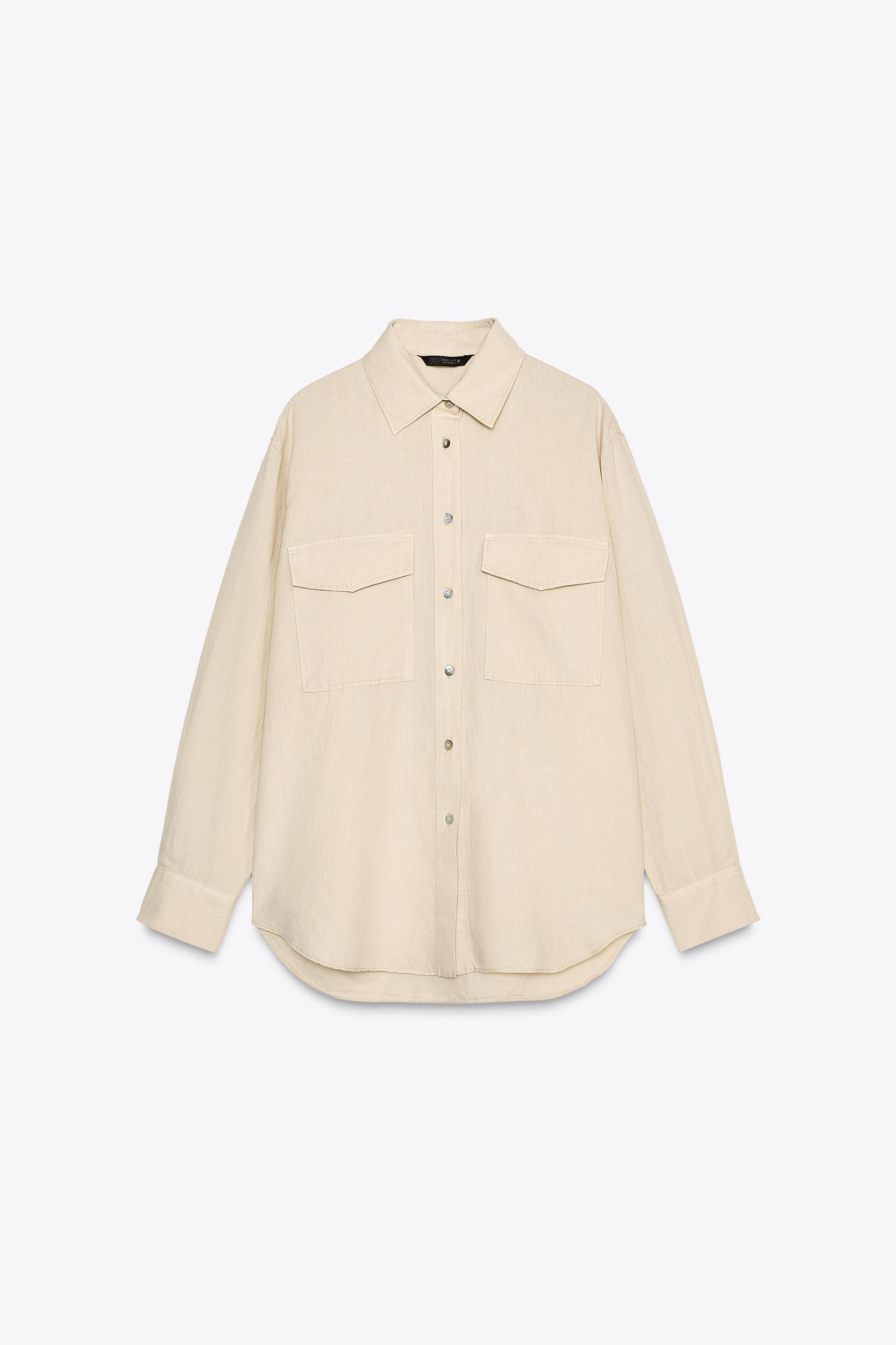 LINEN BLEND POCKET SHIRT ZW COLLECTION Product Image