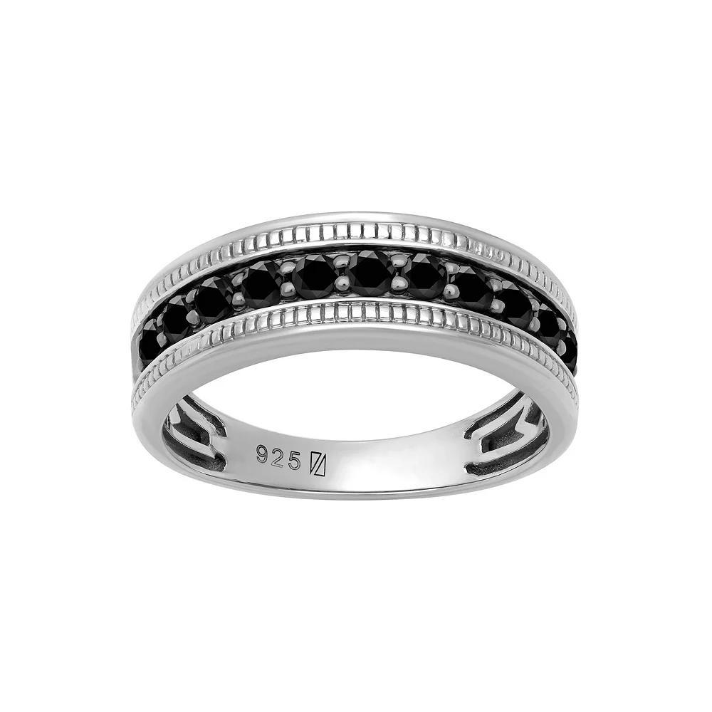 Men's AXL Sterling Silver Black Sapphire Ring, Size: 11 Product Image