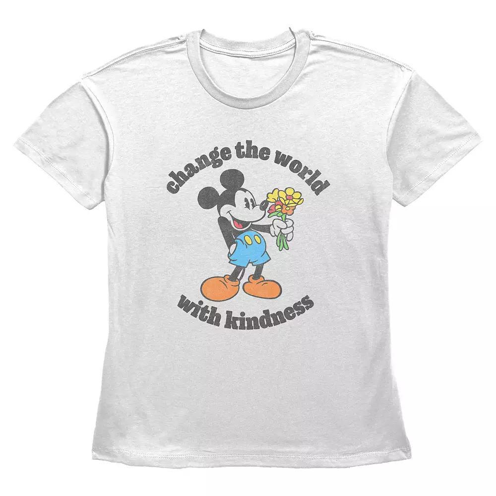 Disney's Mickey Mouse Change The World With Kindness Women's Graphic Tee, Size: Large, White Product Image