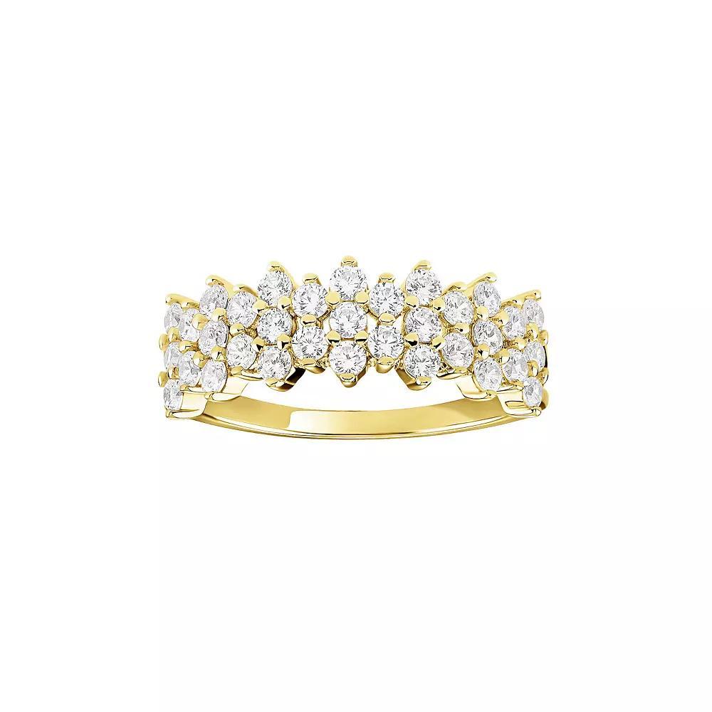 PRIMROSE Sterling Silver Cubic Zirconia Cluster Band Ring, Womens Gold Tone Product Image