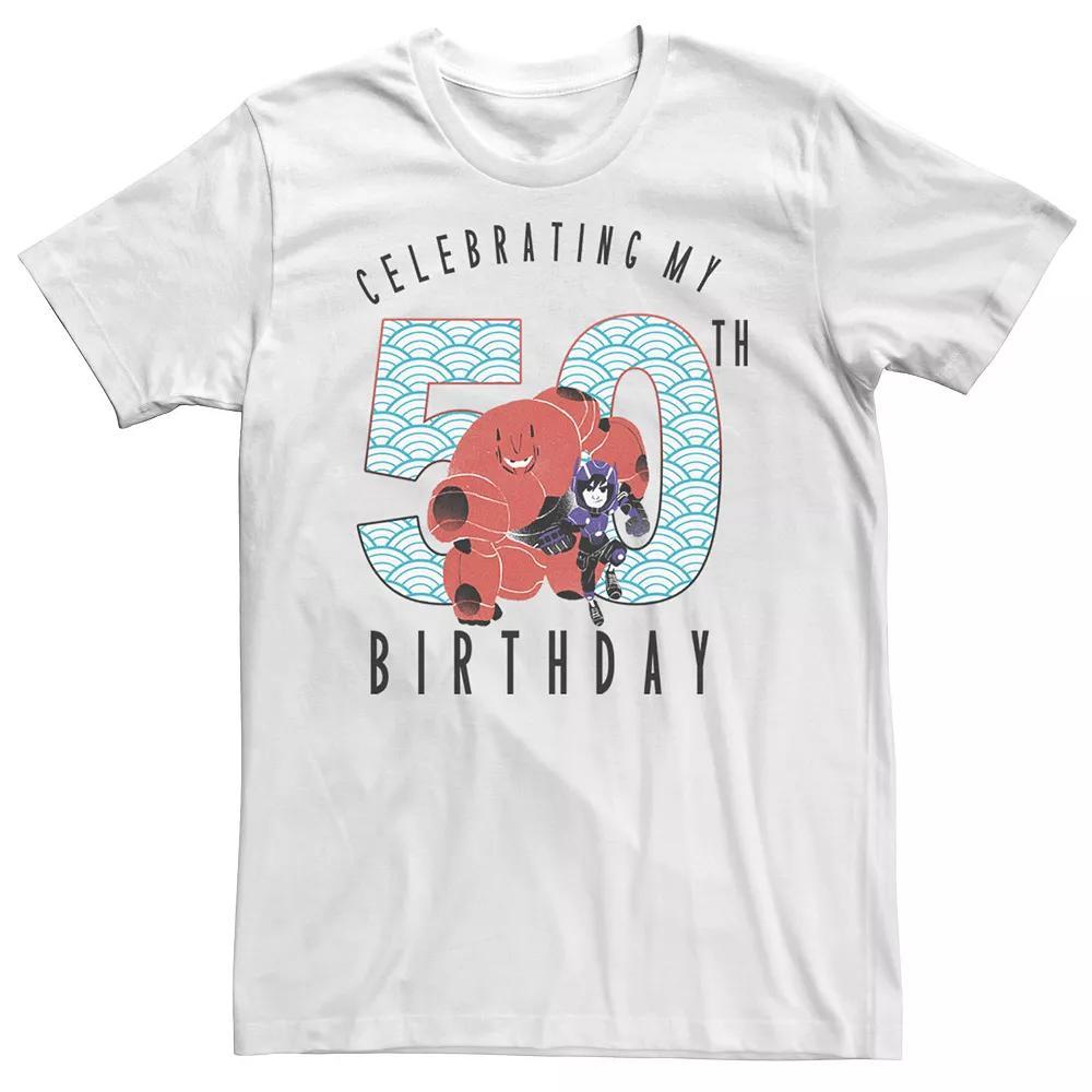 Big & Tall Disney Big Hero 6 Baymax Hiro 50th Birthday Tee, Men's, Size: 4XL, White Product Image