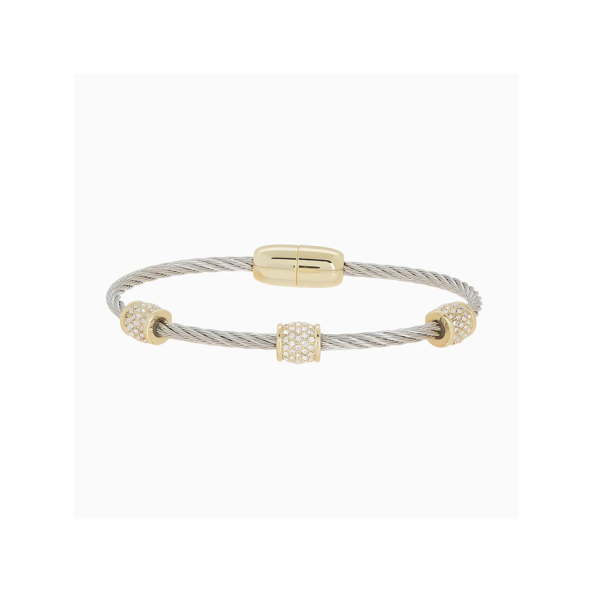 Juvell 18k Gold Plated Cubic Zirconia Rope Bangle Bracelet, Women's, Size: 7", Two Tone Product Image