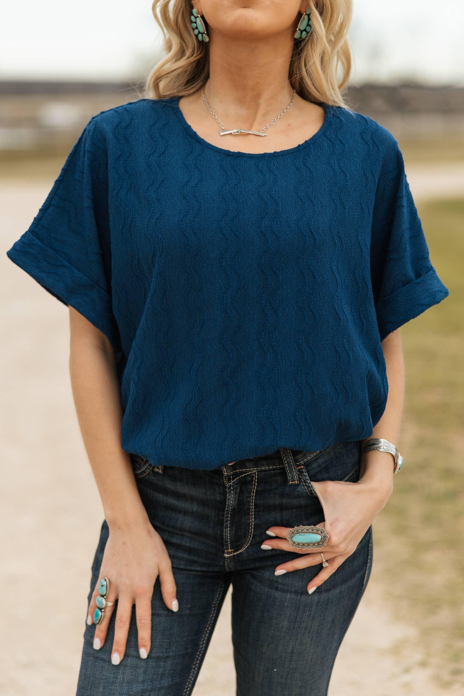 Textured Dolman Sleeve Top: HOT MAGENTA Product Image
