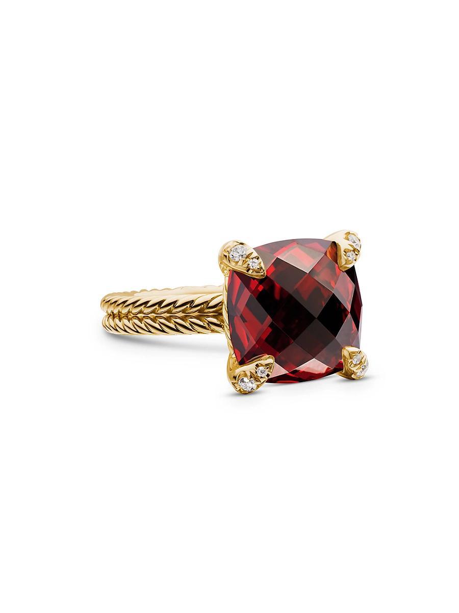 David Yurman 18K Yellow Gold Chatelaine Ring with Garnet & Diamonds Product Image