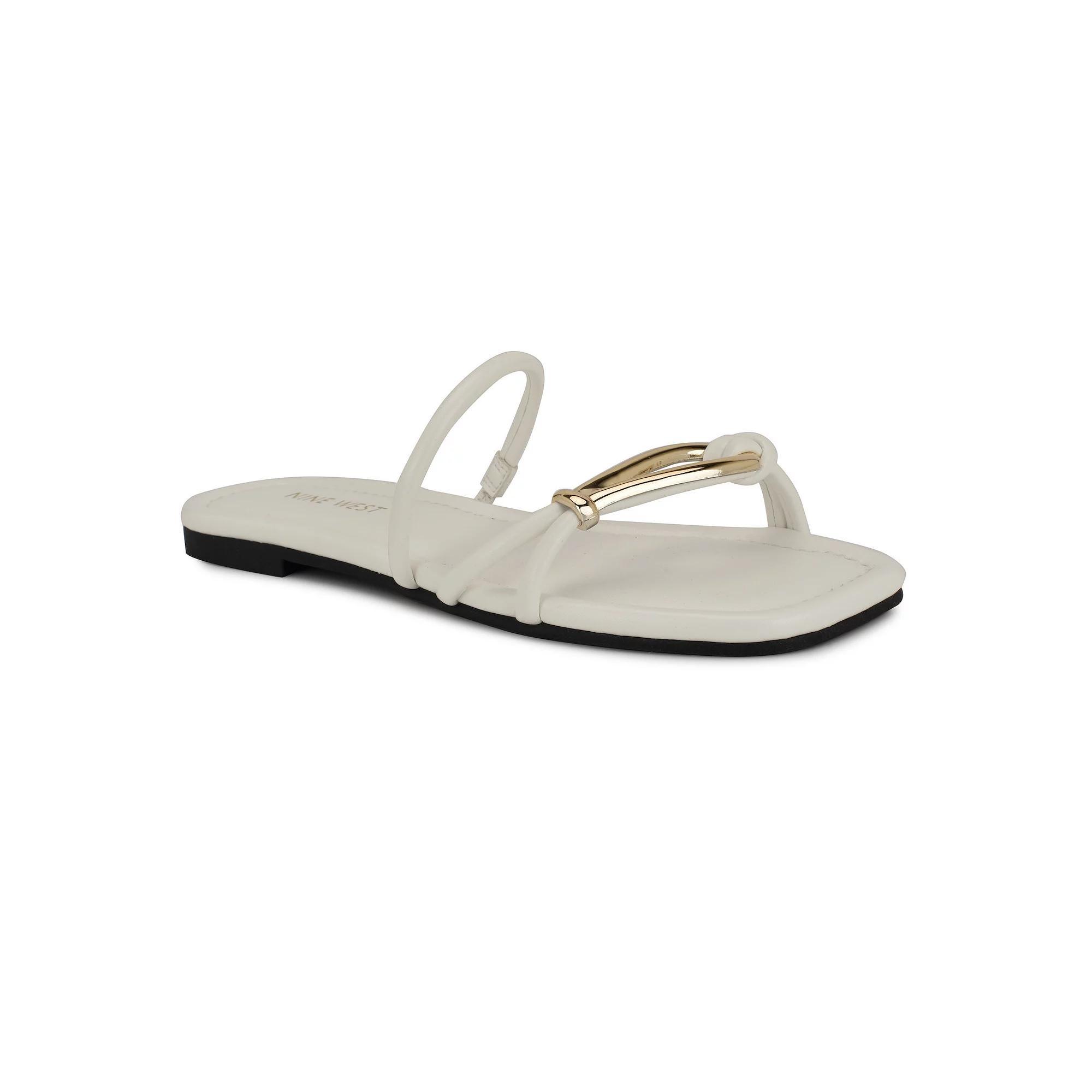 Nine West Tigra Slip-On Square Toe Women's Casual Sandals, Size: 10, White Product Image