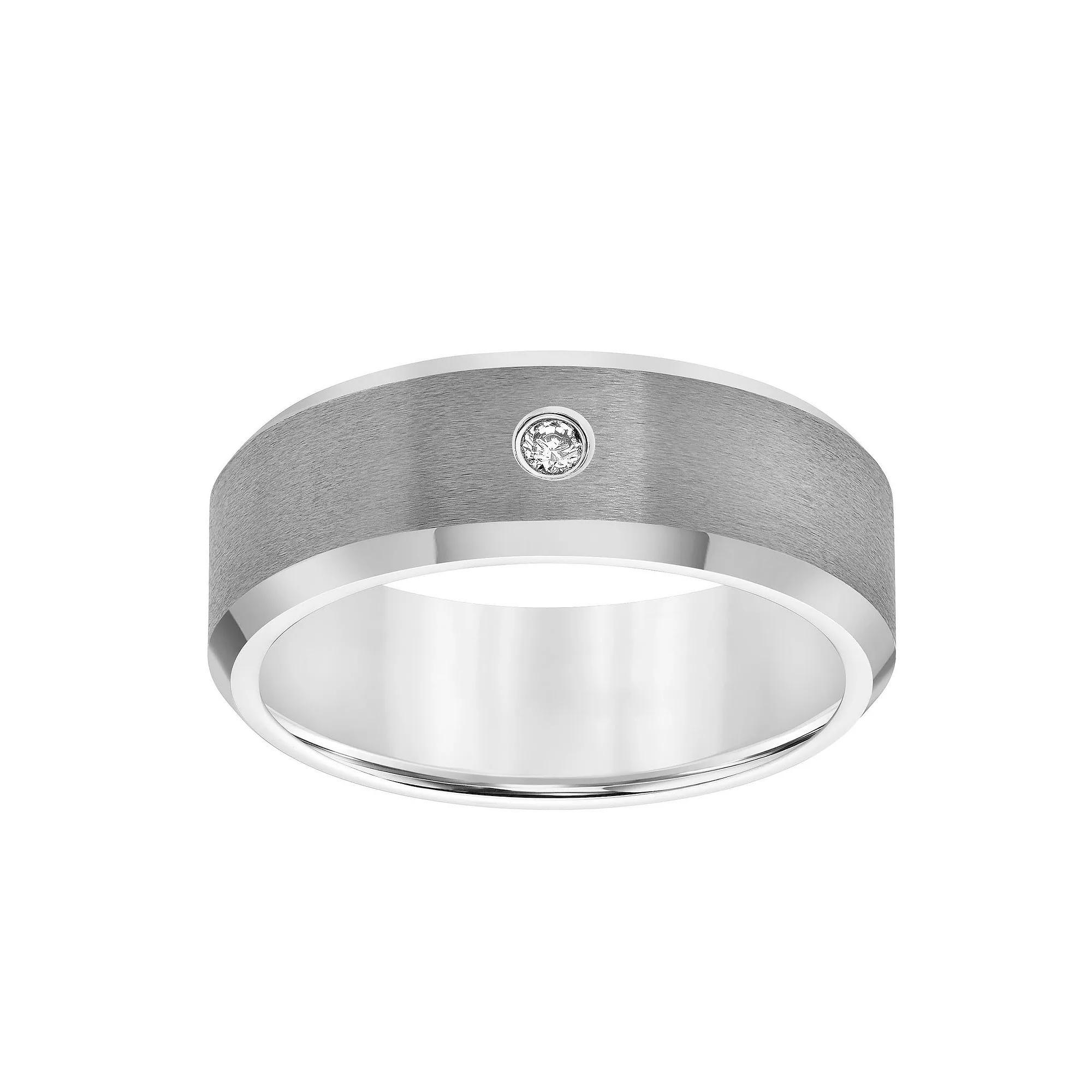 AXL Diamond Accent Gray Tungsten Carbide 8 mm Comfort Fit Men's Band, Size: 12.50 Product Image