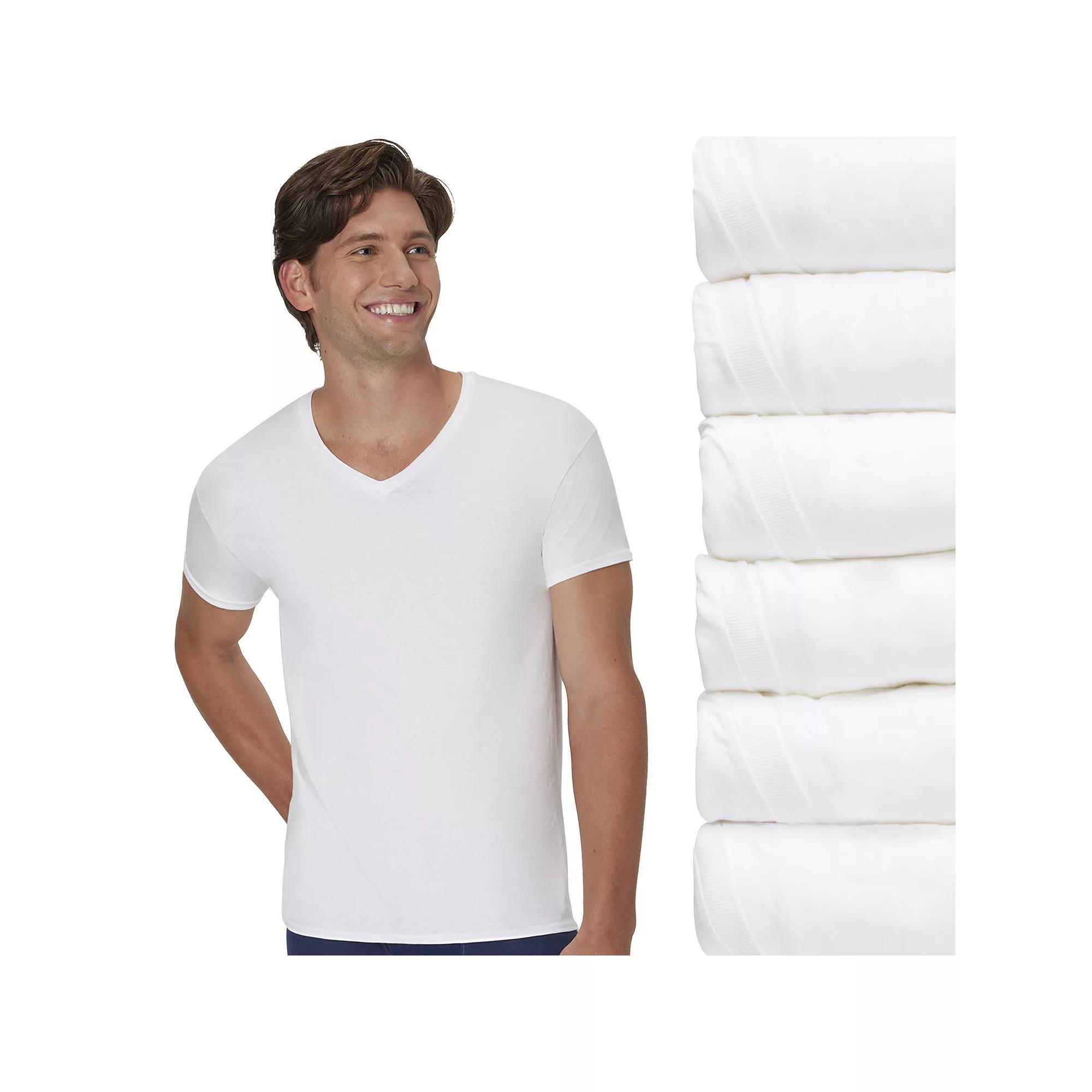 Hanes Ultimate 6-Pack Men's ComfortSoft V-Neck Undershirt, Size: XL, White Product Image