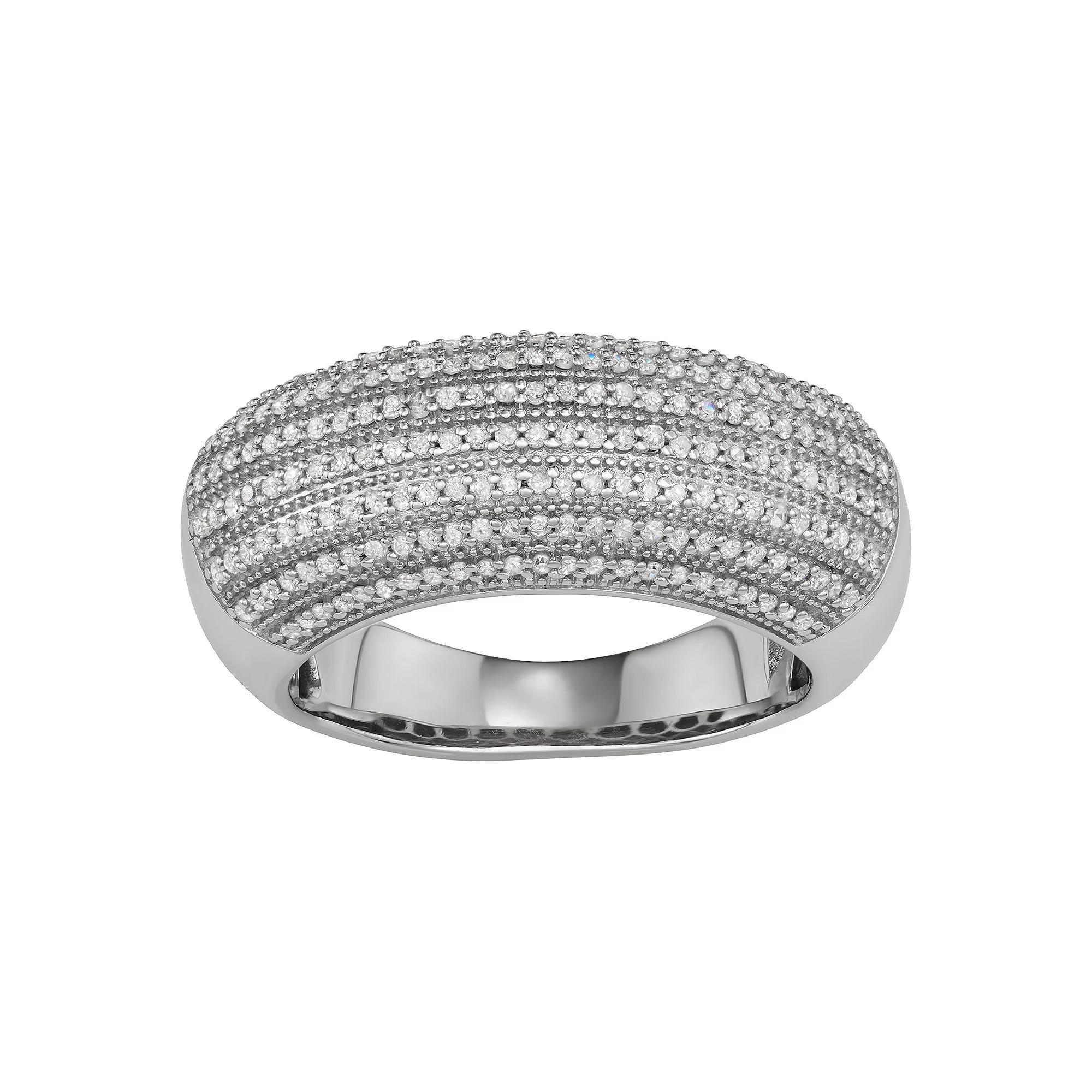 Jewelexcess Sterling Silver 1/2 Carat T.W. Diamond Pave Ring, Women's, Size: 7 Product Image