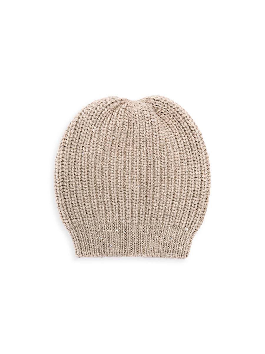 Womens Cashmere and Silk Diamond Yarn Knit Beanie Product Image