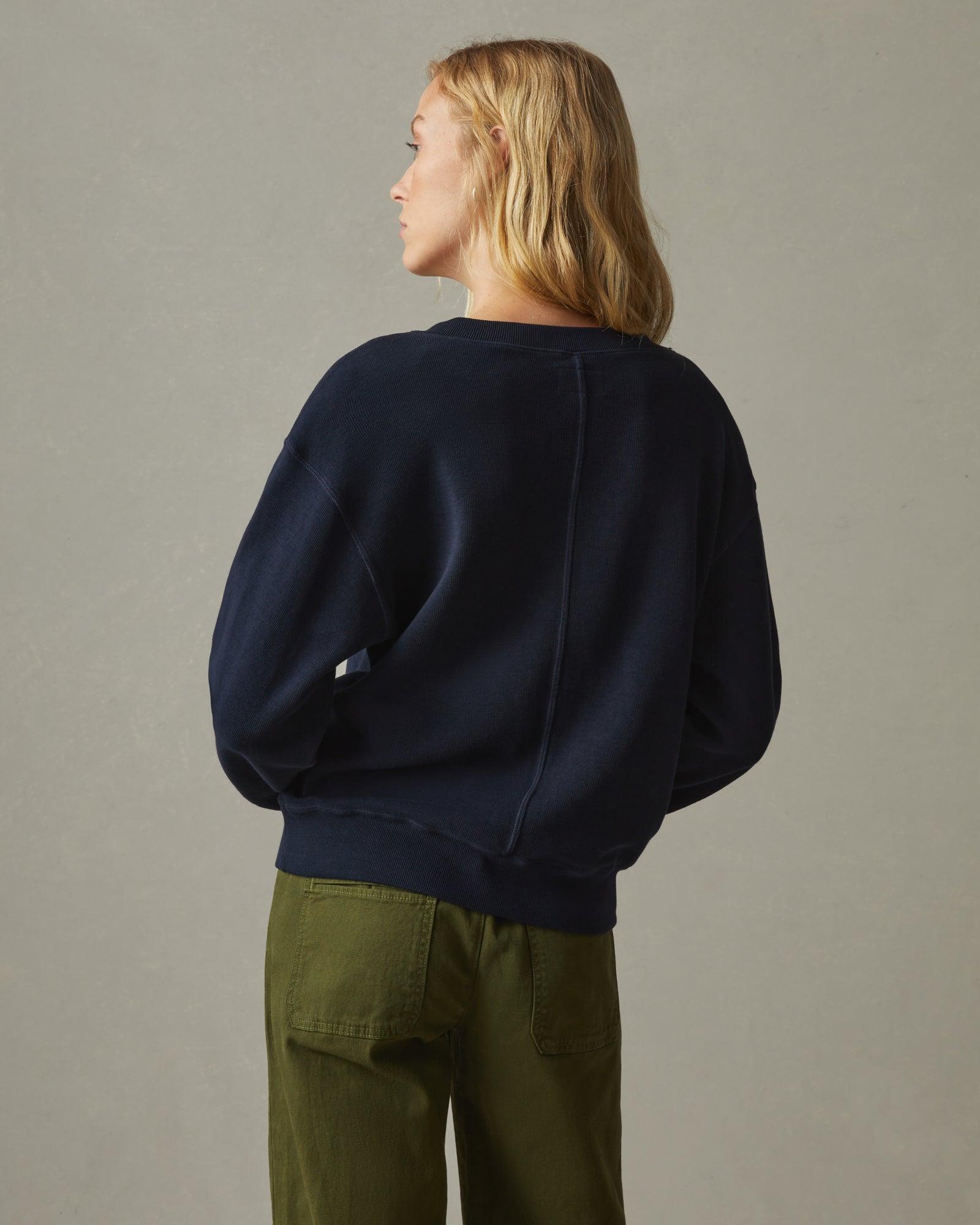 Cotton V-Neck Sweater - Dress Navy  Product Image
