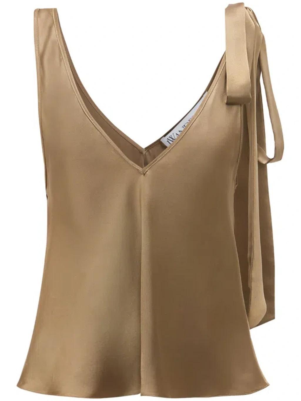 JW ANDERSON Sleeveless Silk Top In Brown Product Image