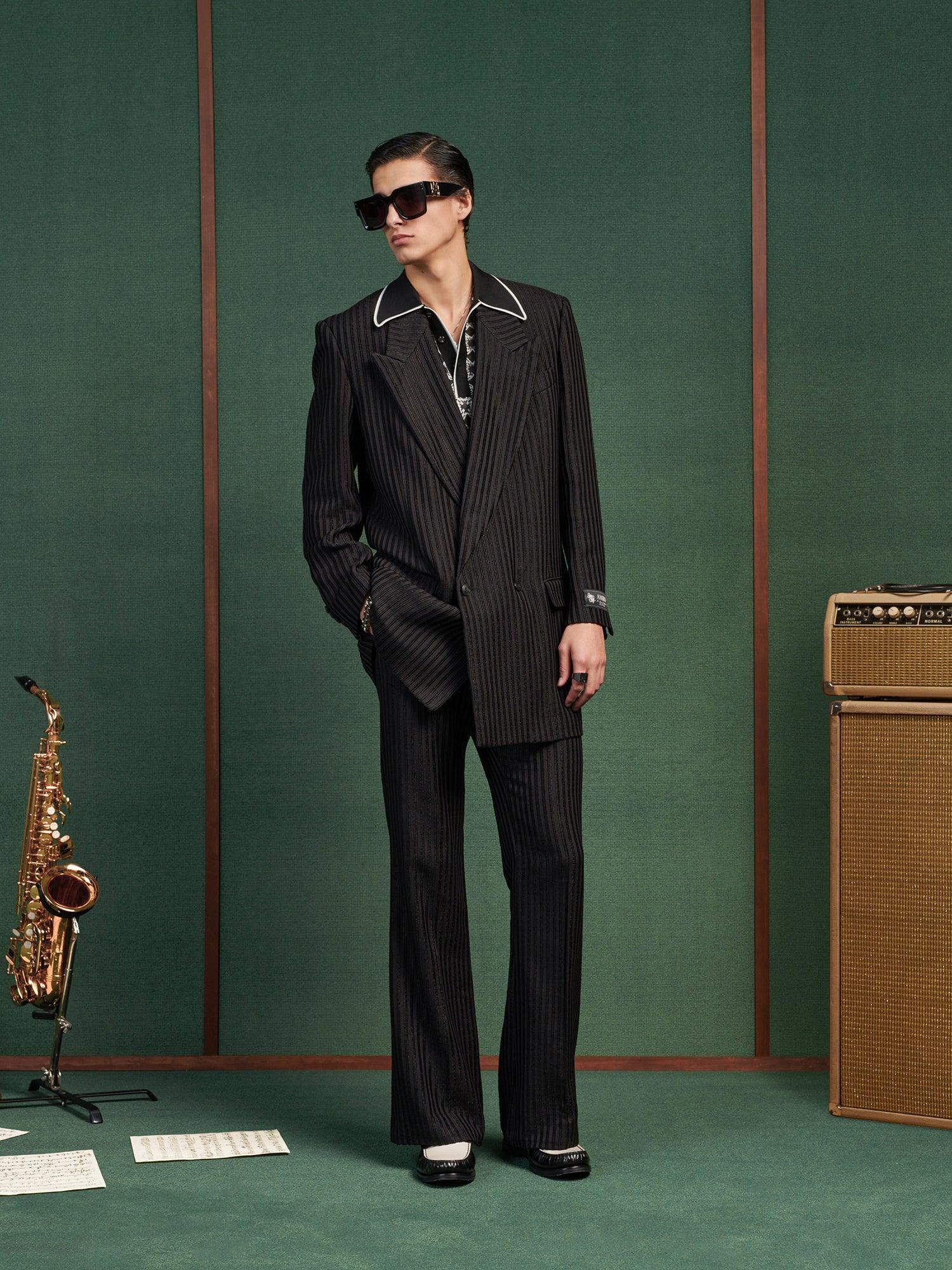 STRIPED CREASED FLARE - Black Male Product Image