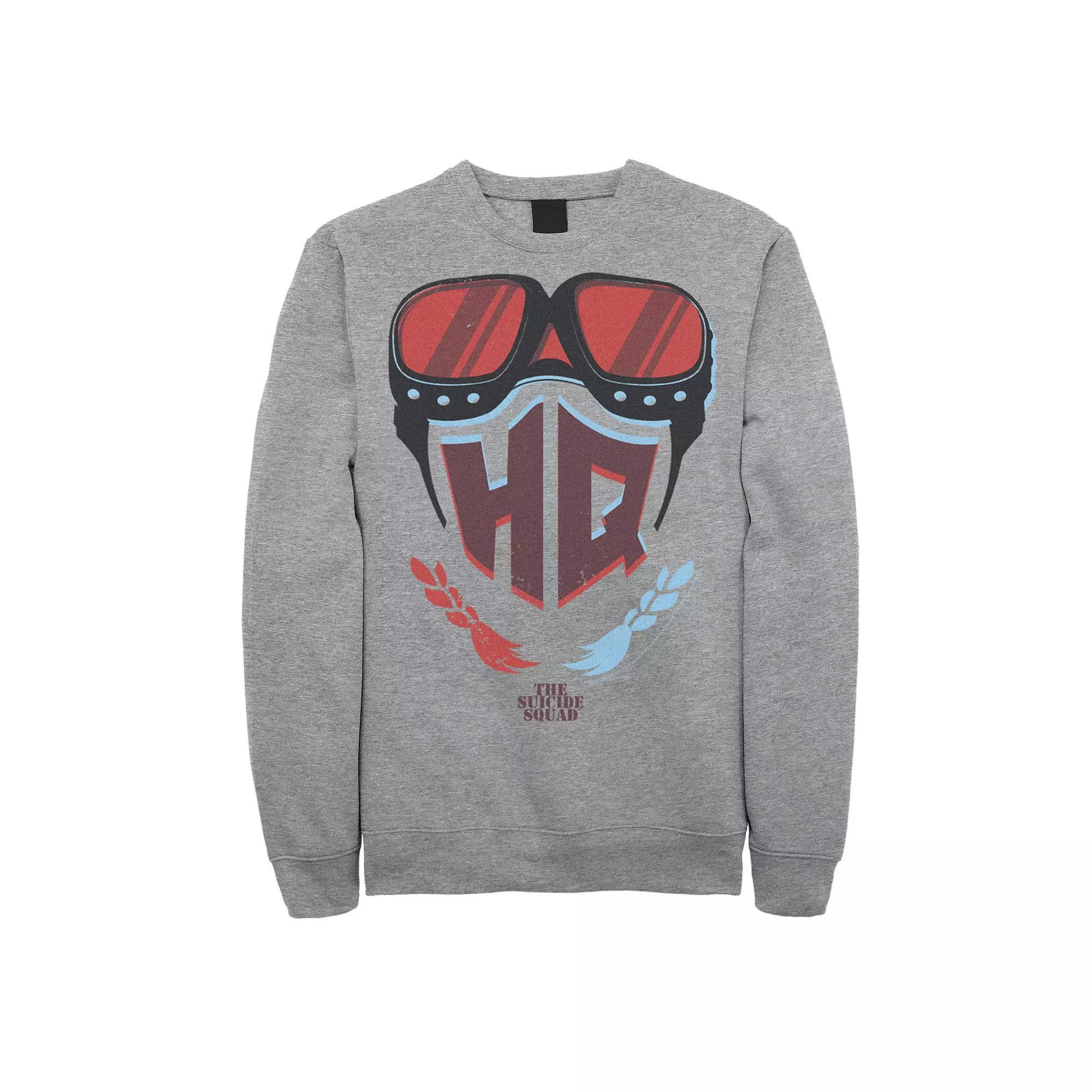 Men's The Suicide Squad HQ Goggles Sweatshirt, Size: Large, Athletic Grey Product Image