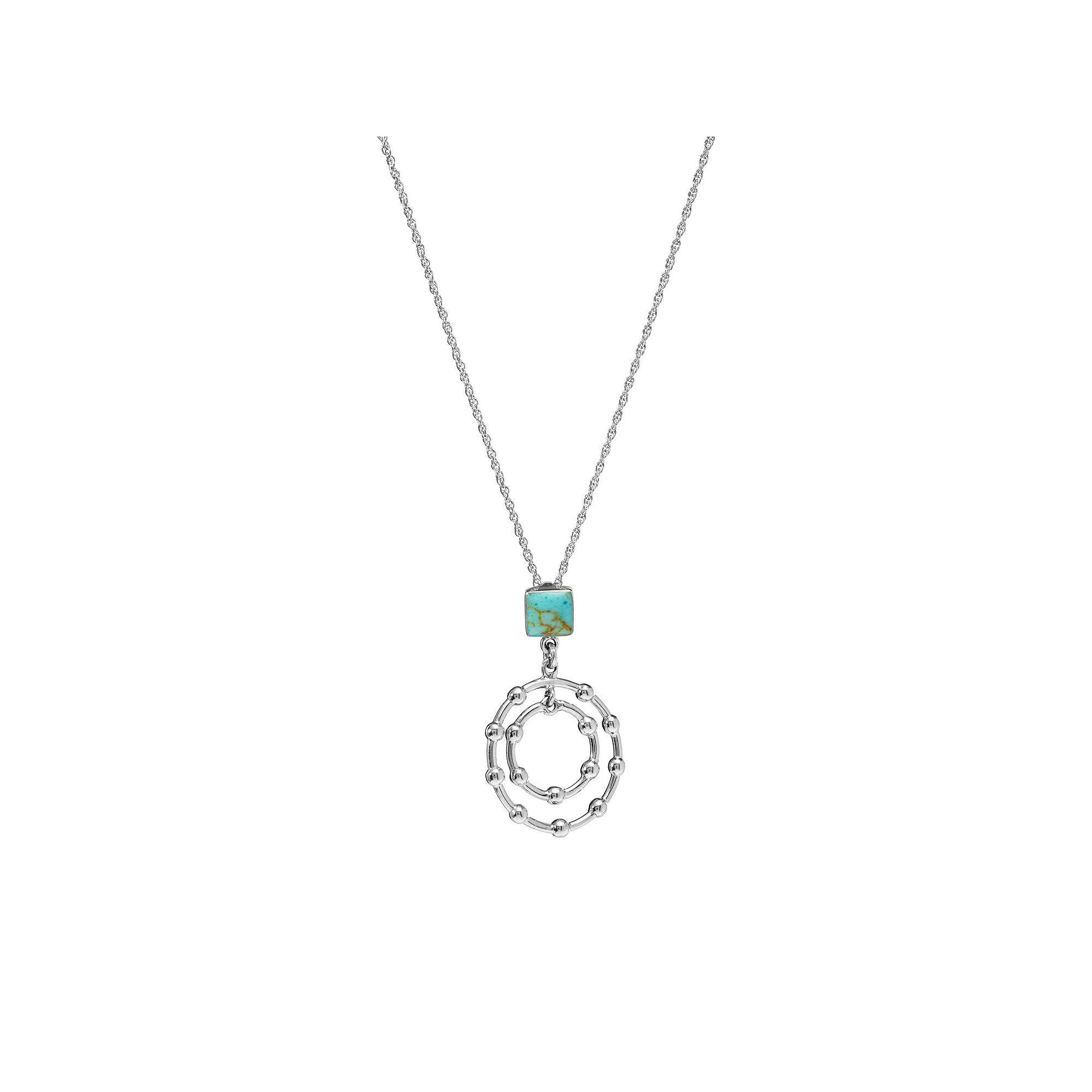 Athra NJ Inc Sterling Silver Simulated Turquoise Circle Pendant Necklace, Women's, Size: 16-18" ADJ Product Image