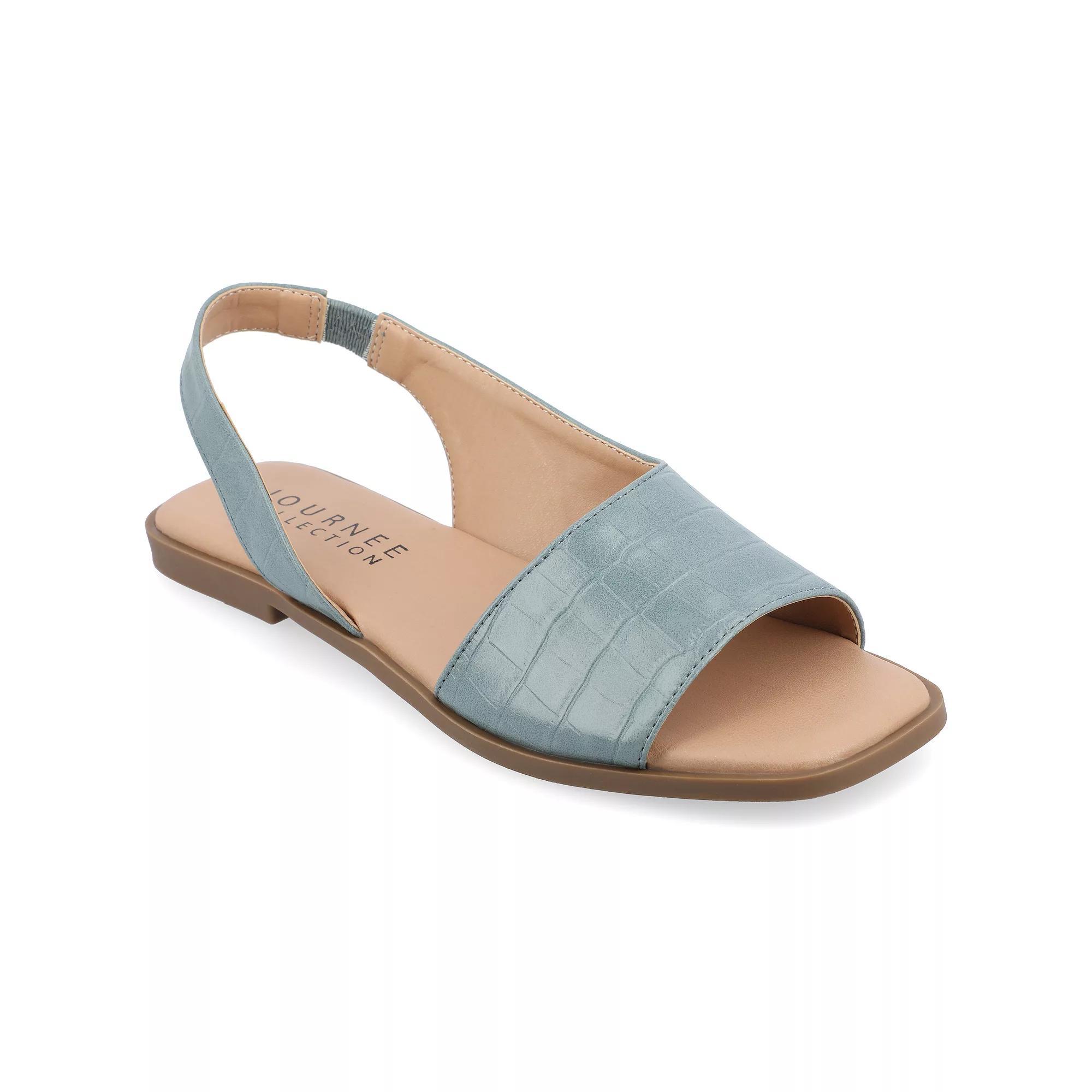 Journee Brinsley Women's Tru Comfort Foam Croco Texture Sling Back Sandals, Size: 7, Blue Product Image