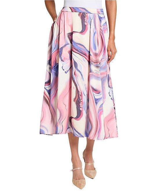 MISOOK Crepe De Chine Water Color Print A-Line Skirt Product Image
