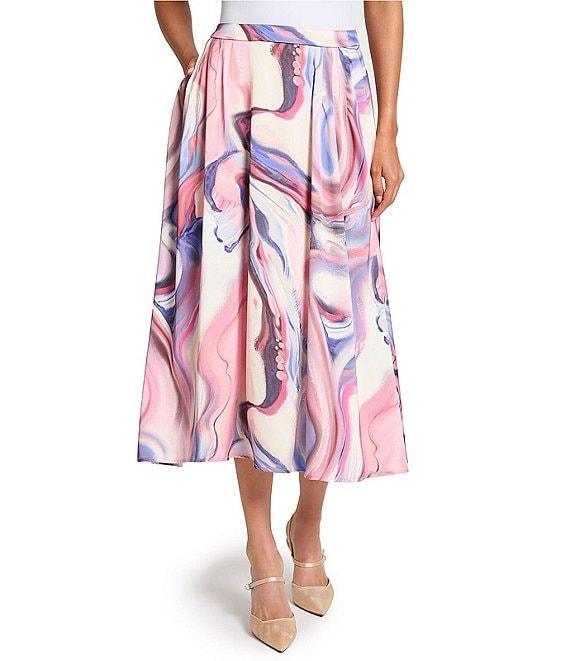 MISOOK Crepe De Chine Water Color Print A-Line Skirt Product Image