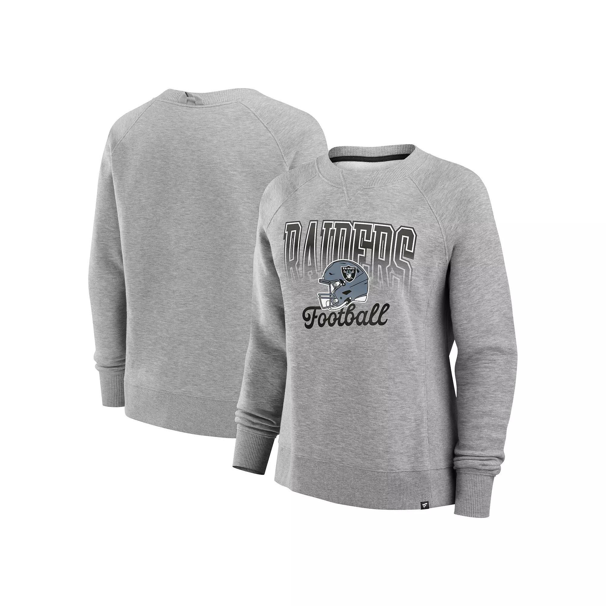 Women's Fanatics Heather Gray Las Vegas Raiders Hit Hard Fleece Pullover Sweatshirt, Size: XL, Lvr Grey Product Image