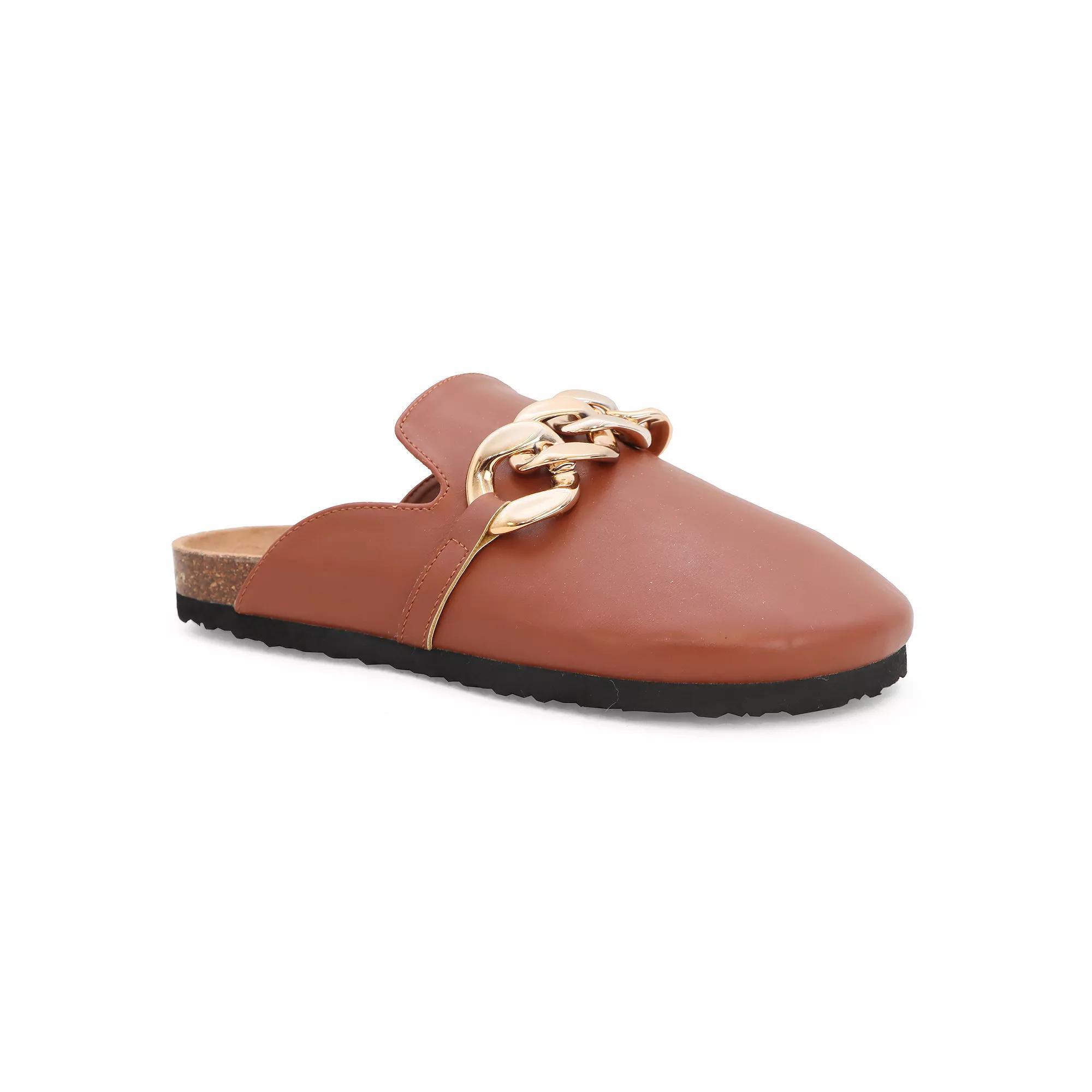 Yoki Nikki Women's Thick Chain Detail Slip On Mules, Size: 9, Red Product Image