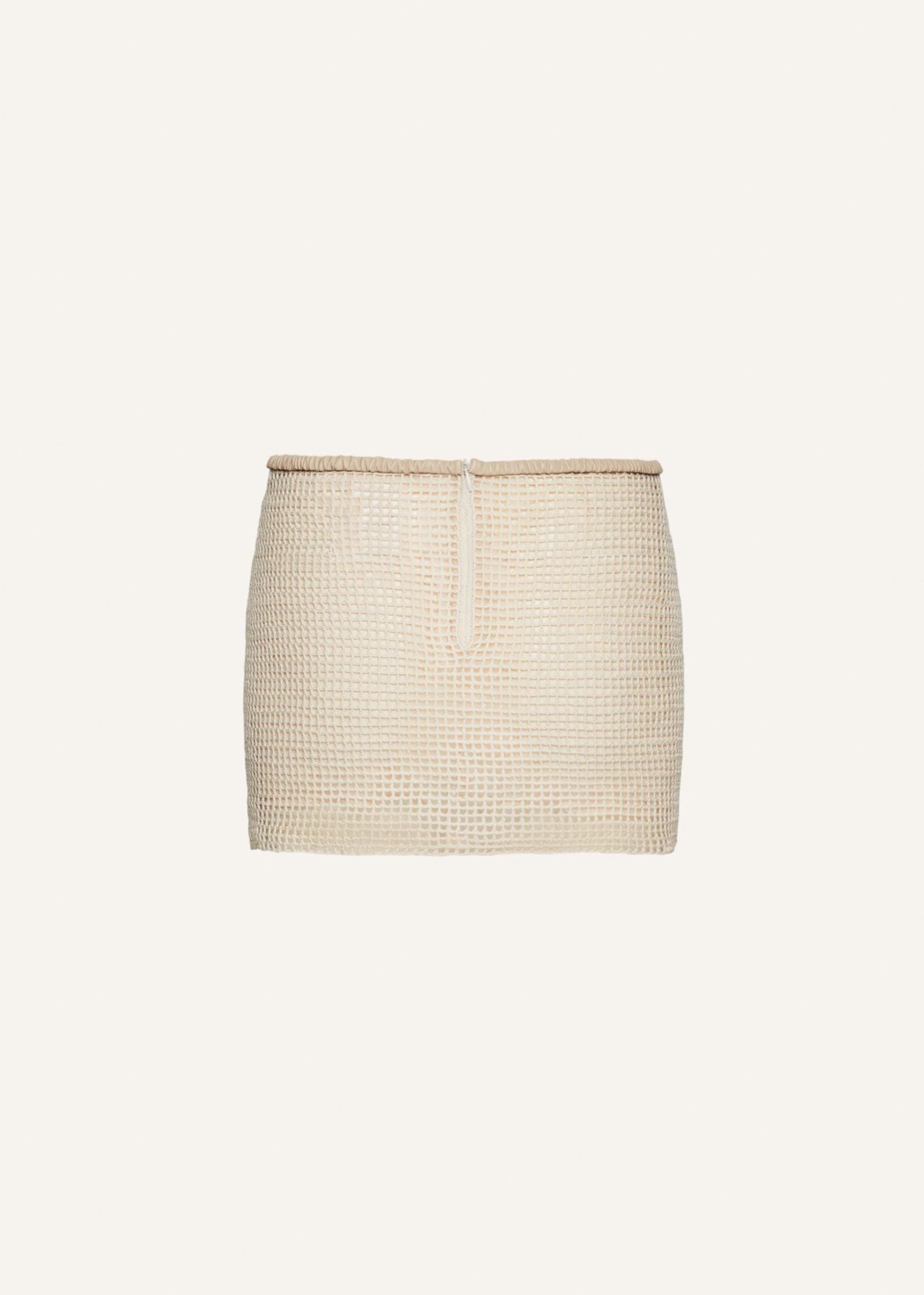 Lace crochet mini skirt in cream Product Image
