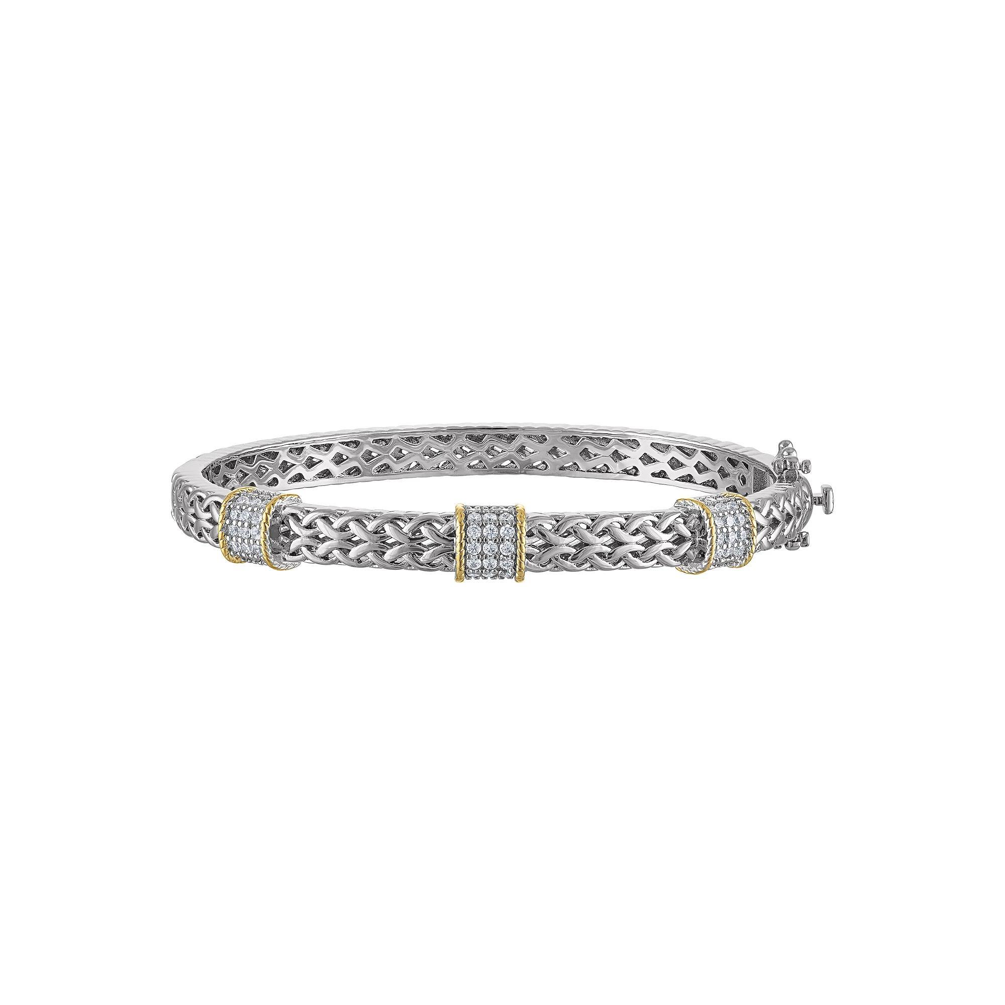 Ivy Sharpe Silver Tone Cubic Zirconia Weave Bangle Bracelet, Women's, Size: 7.25" Product Image