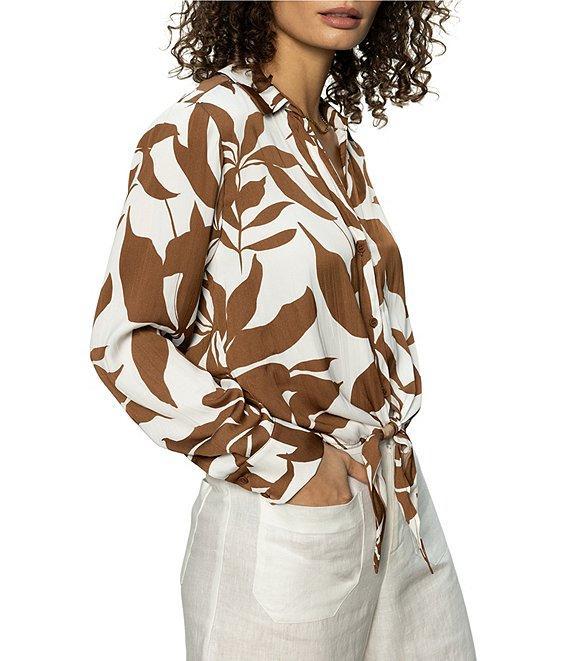 Sanctuary Lover Floral Print Button Down Long Sleeve Tie Shirt Product Image