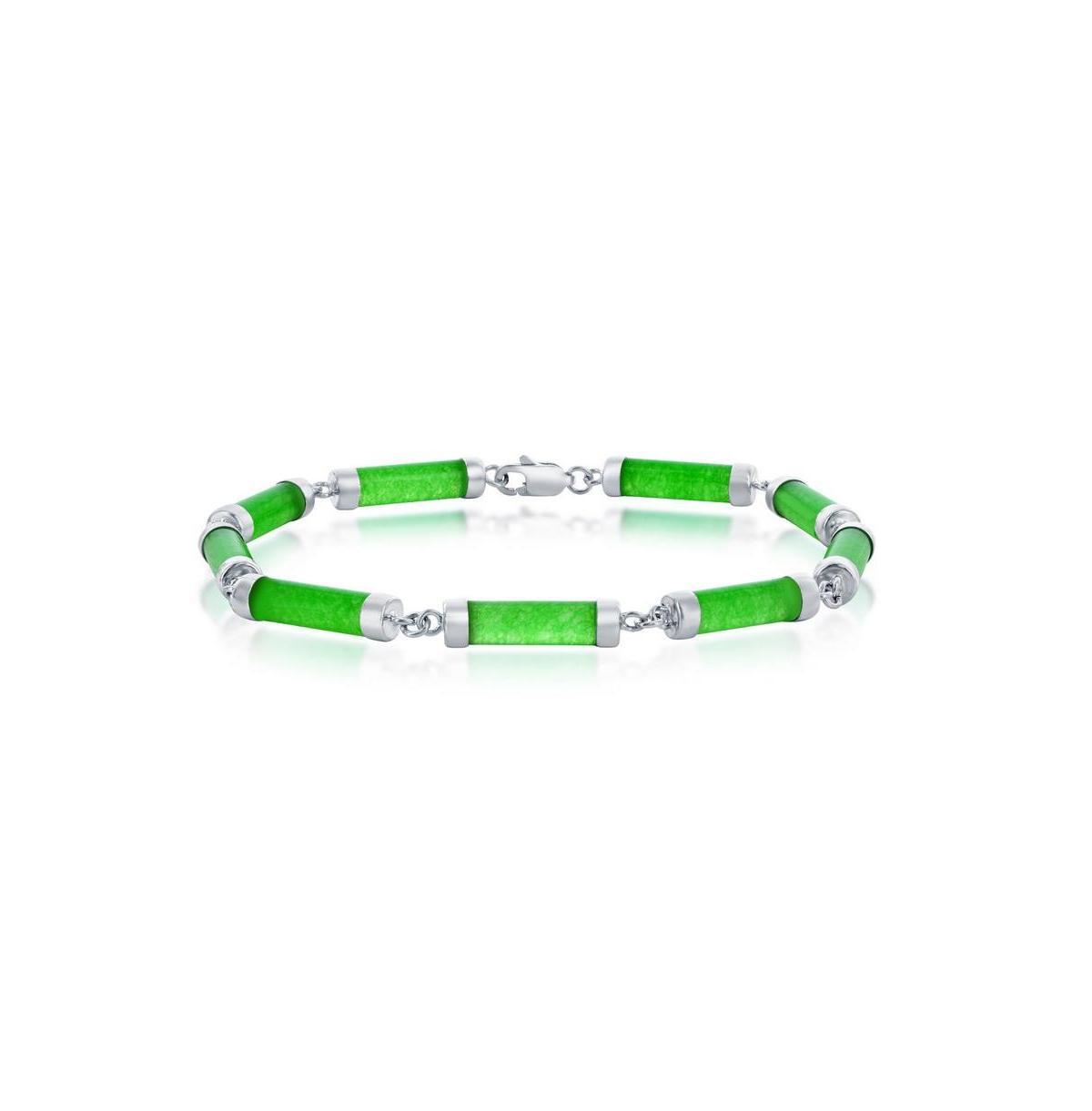 Argento Bella Sterling Silver Green Quartz Cylinder Link Bracelet, Women's, Size: 7.5" Product Image