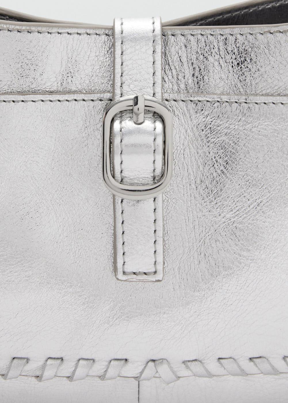 Leather metallic bag - Women | MANGO USA Product Image
