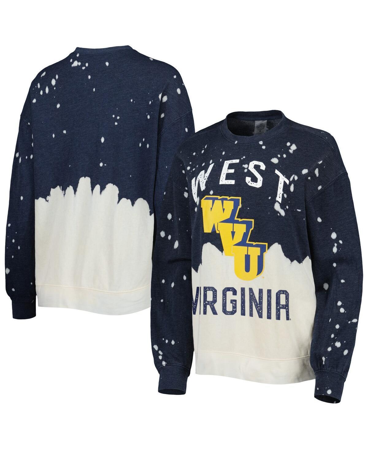 Women's Gameday Couture Navy West Virginia Mountaineers Twice As Nice Faded Dip-Dye Pullover Long Sleeve Top, Size: Large, Blue Product Image