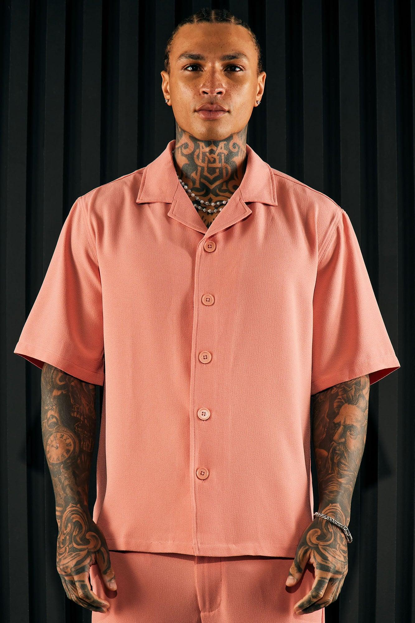 Golden Hour Short Sleeve Button Up - Mauve Product Image