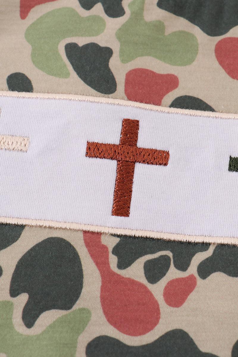 Camouflage cross embroidery top Product Image