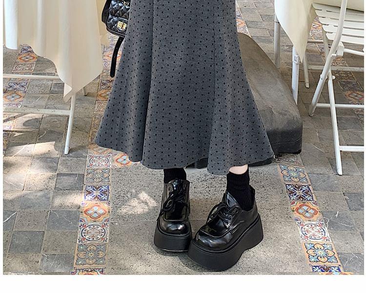 High Waist Polka Dot Print Midi Mermaid Skirt Product Image
