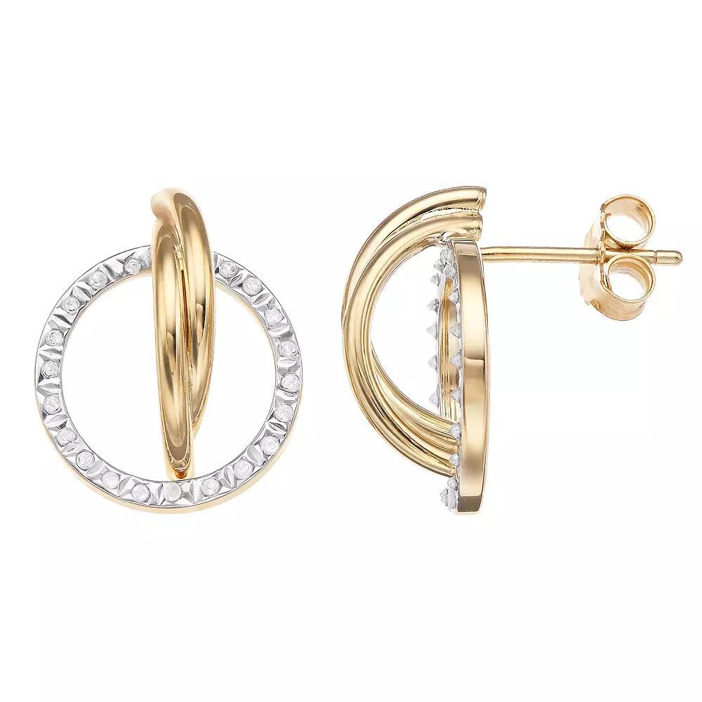 Diamond Mystique Sterling Silver Diamond Accent Off-Ear Stud Earrings, Women's, 18k Gold Over Silver Product Image