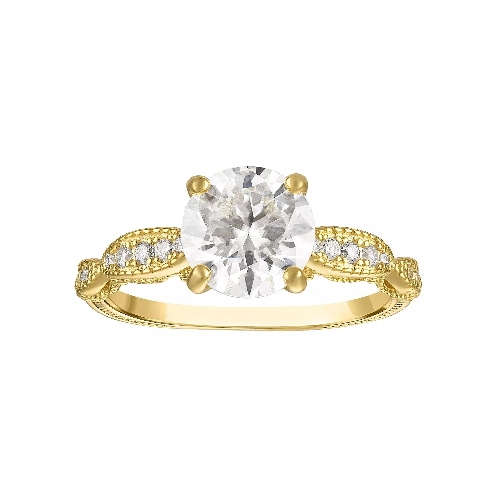 White Lotus 14k Gold Over Silver Lab-Created Moissanite Ring, Women's, Size: 6, Gold Tone Product Image