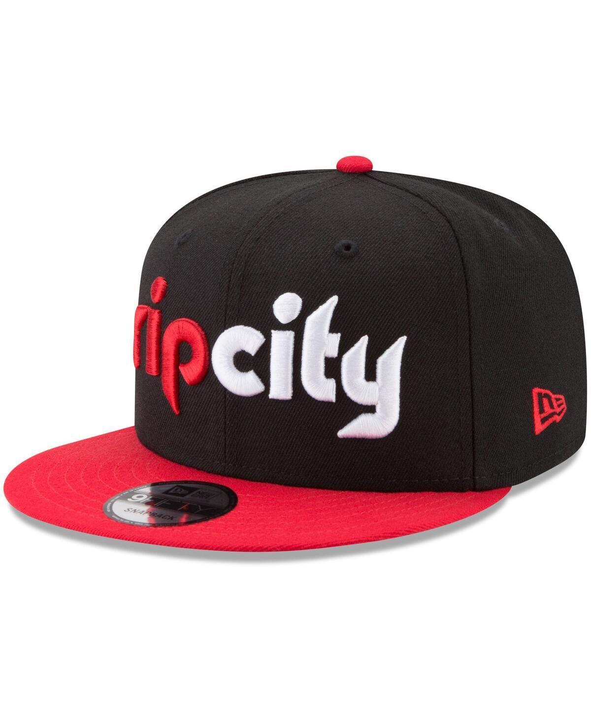 Men's New Era Black/Red Portland Trail Blazers 2-Tone 9FIFTY Adjustable Snapback Hat Product Image