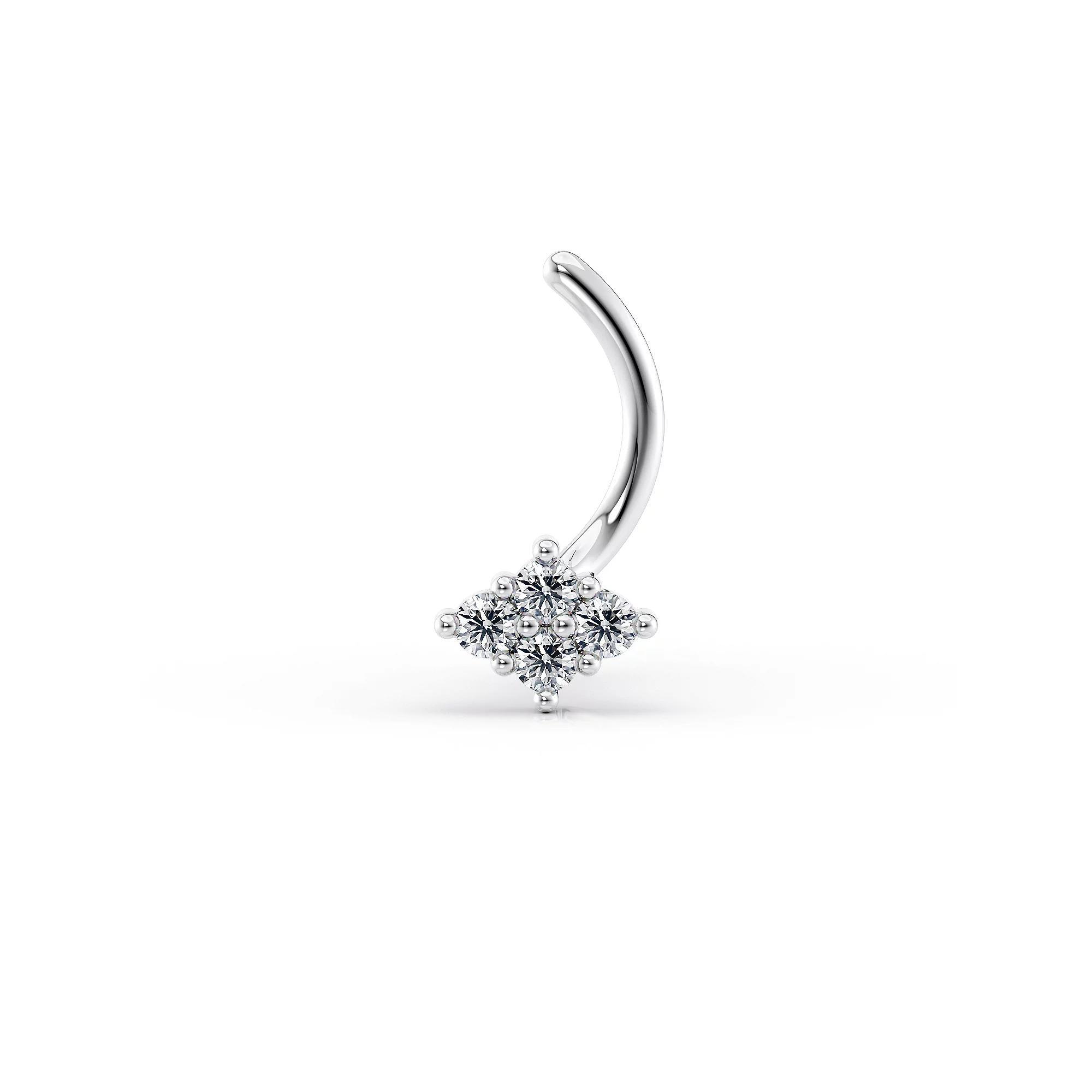 Lila Moon 14k Gold Cubic Zirconia Rhombus Curved Post Nose Stud, Women's, 14k White Gold Product Image