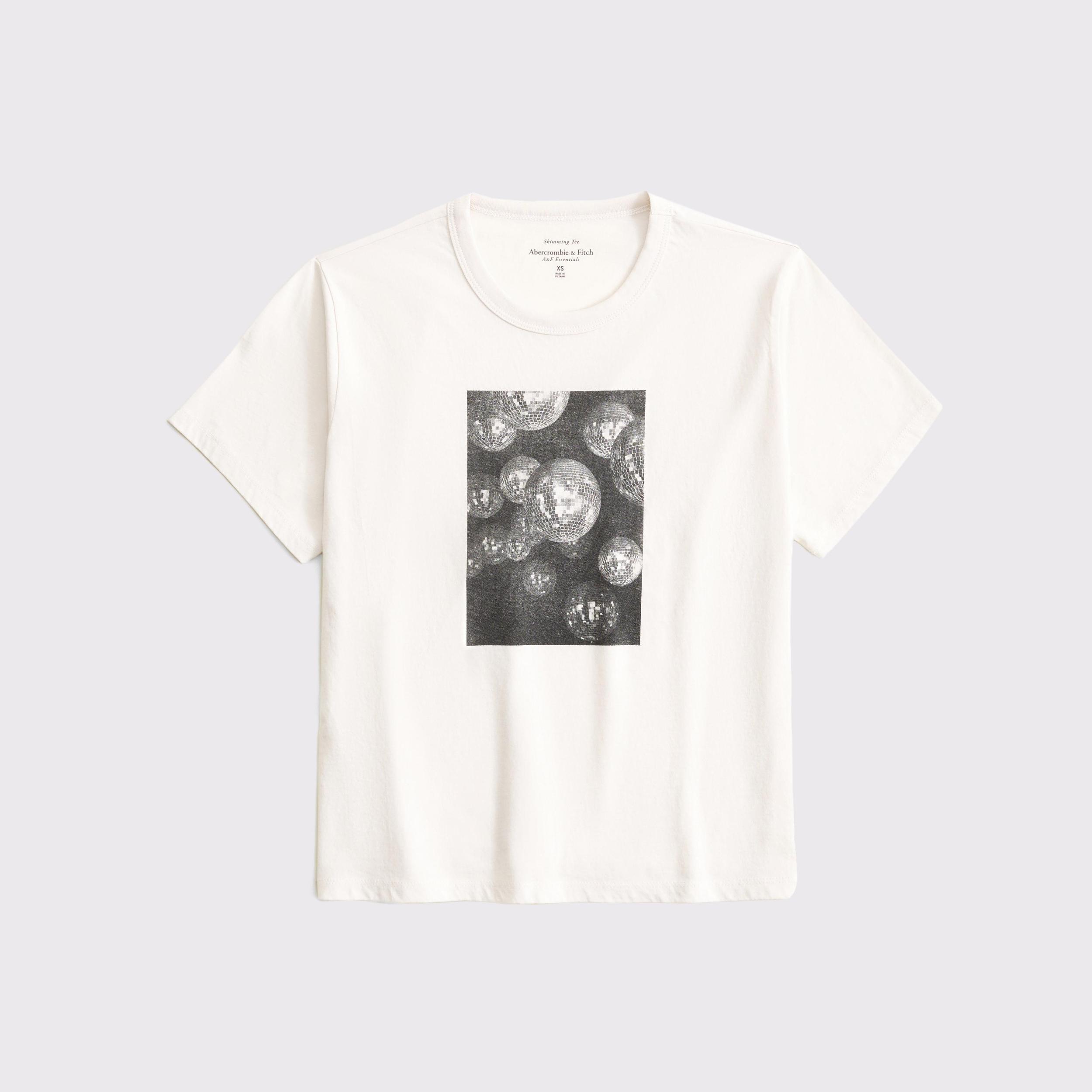 Short-Sleeve Disco Ball Graphic Skimming Tee Product Image