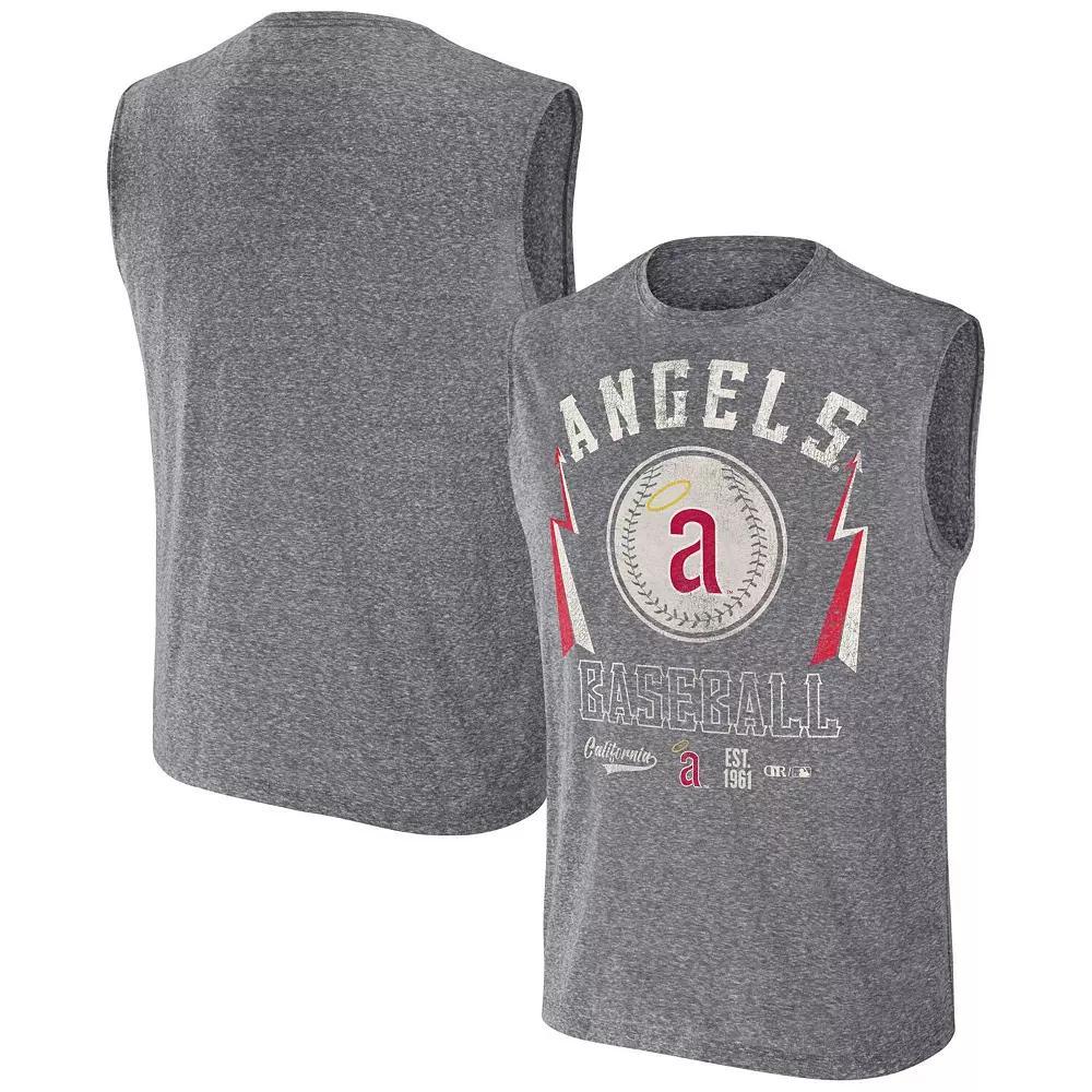 Men's Darius Rucker Collection by Fanatics Charcoal Los Angeles Angels Relaxed-Fit Muscle Tank Top, Size: Large Product Image