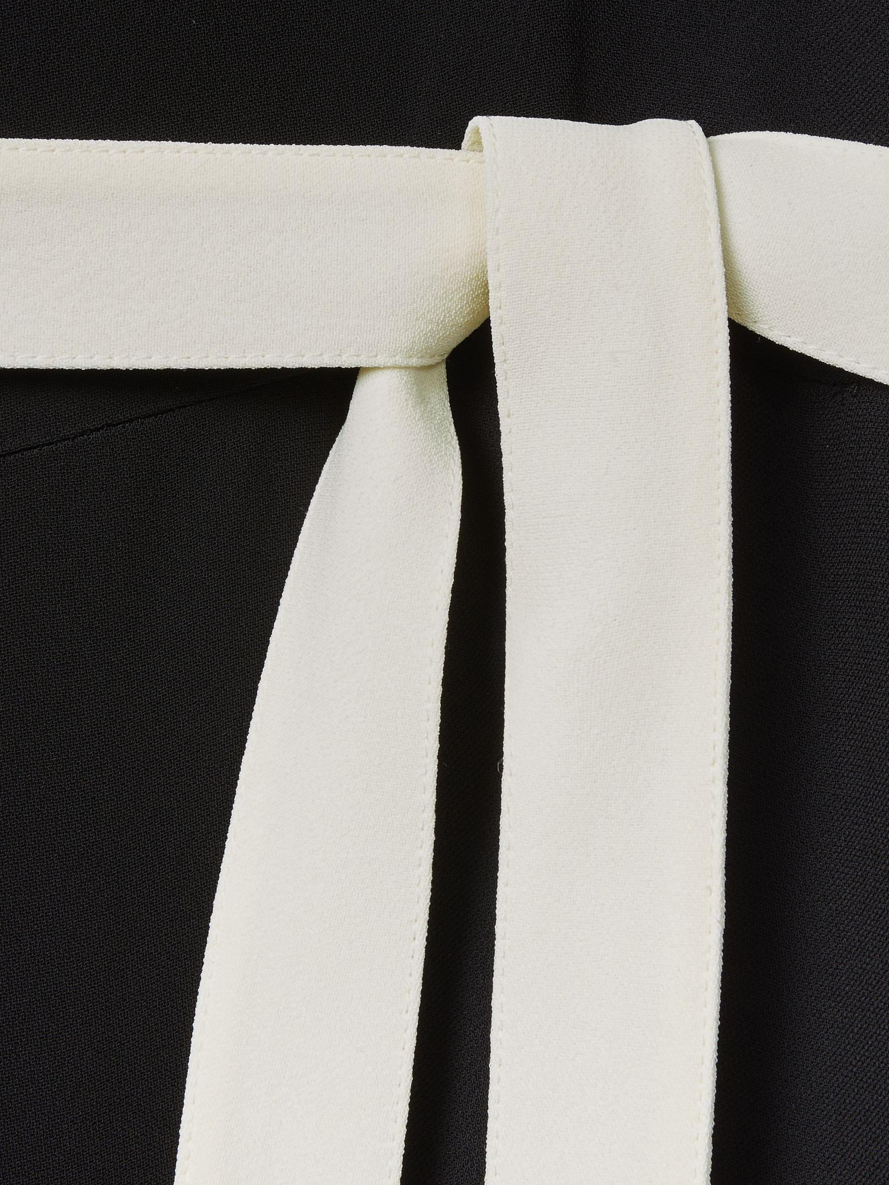 Contrast Trim Belted Jumpsuit in Black/White Product Image